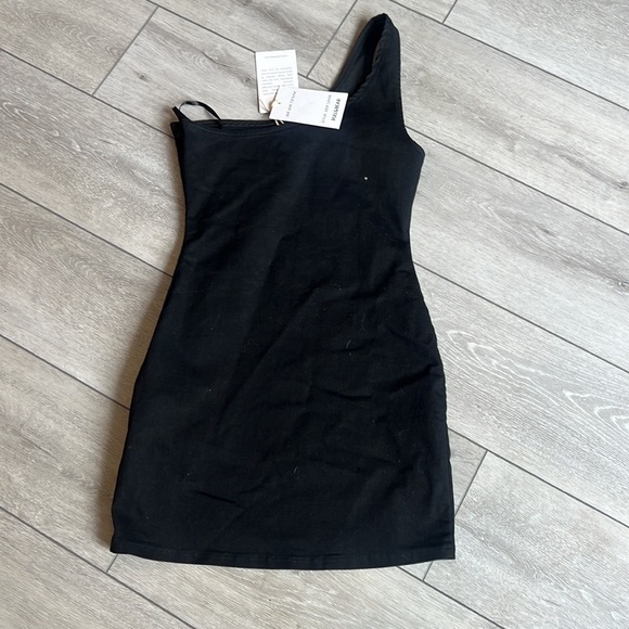 Pull and bear black one shoulder stretch denim casual dress nwt medium - Picture 5 of 6